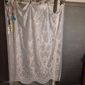 Elegant White Lace Vintage Sheer Curtain Panels 53 X 69.5 (Two)